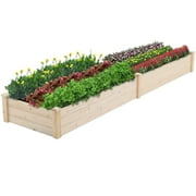 SOLAURA 96" x 24" x 10" Outdoor Wooden Raised Garden Bed Planter for Vegetables, Grass, Lawn, Yard - Natural