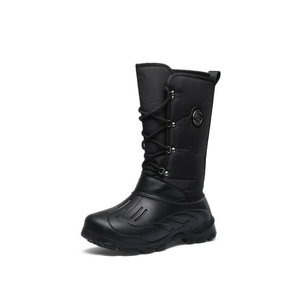 

Avamo Mens Winter Bootie Lace Up Snow Boots Insulated Waterproof Booties Fishing Hiking Boot Trekking Non-Slip Plush Lined Outdoor Shoes Black 8.5