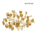 thumbnail image 4 of Cateissary 100 juegos de pendientes de acero inoxidable con base de pasador, tapones para pendientes DIY, conector hipoalergénico, accesorio de pendiente Artesanía Color Dorado/ 3mm Cateissary HA061131-08, 4 of 6