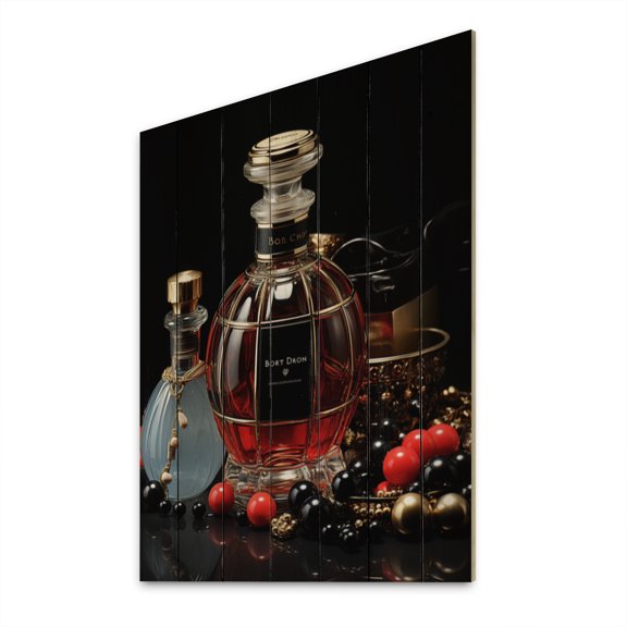 Designart "Stylish Perfume Fusion" Fashion Print on Natural Pine Wood