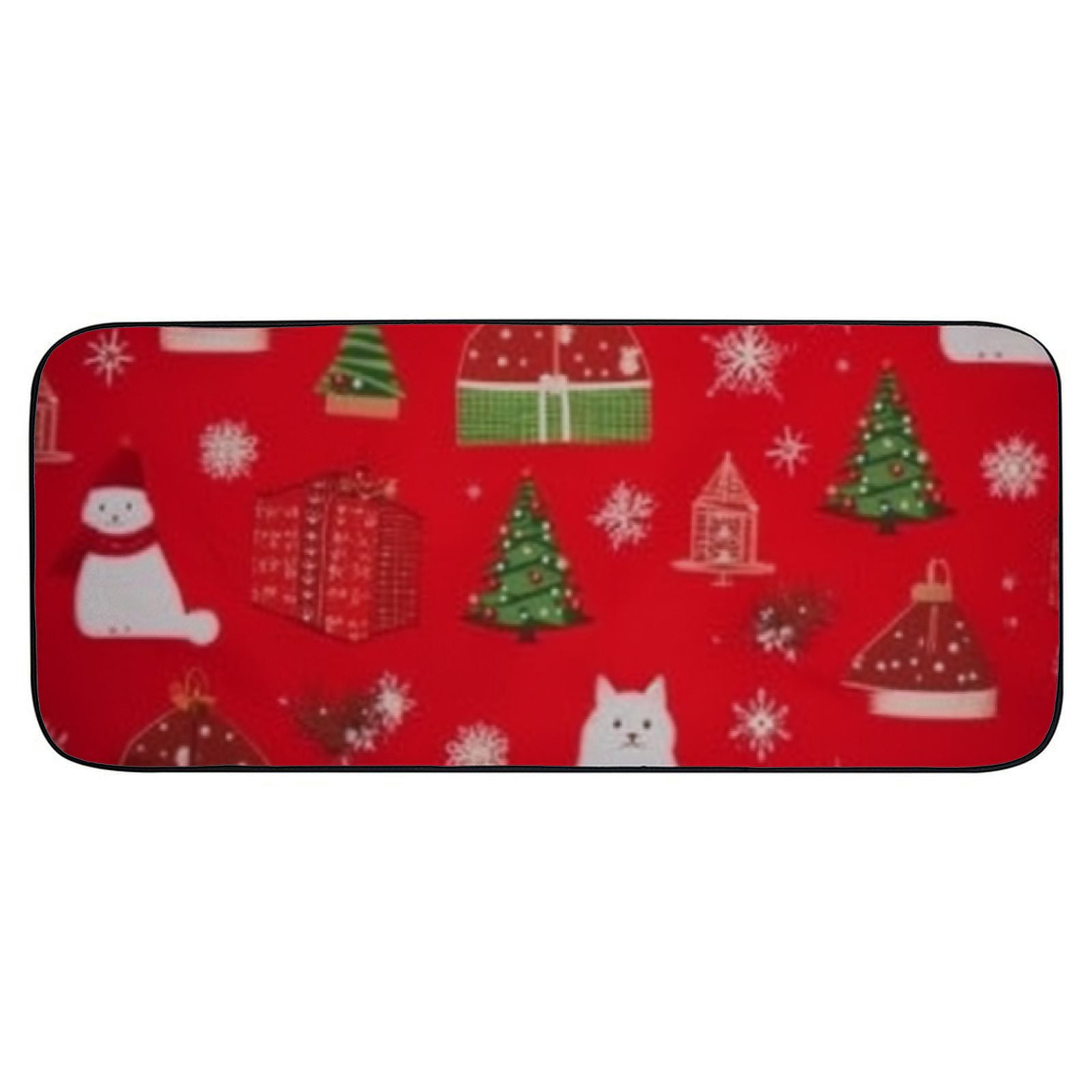 Qinduosi Red Christmas Door Mat Xmas Hello Winter Welcome Mat Non-Slip and Washable Winter Doormat Rubber Back Christmas Door Mat Rugs for Indoor Outdoor 19.68*47.24 in