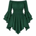 thumbnail image 2 of Halloween for Girls,Girls Casual off Shoulder Ruffled Dresses Pirate Dress Pirate Themed Outfit for Toddler Girl Halloween Character Dress,Dark Green,7-8 Years, 2 of 3