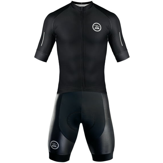 Zol Cycling Jersey and Bib Kit (XXLarge, Black)