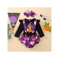 thumbnail image 2 of Baby Halloween Outfits Set Long Sleeve Sweatshirt + Suspender Shorts + Bow Headband 3 Piece Halloween Clothing Sets, 2 of 9