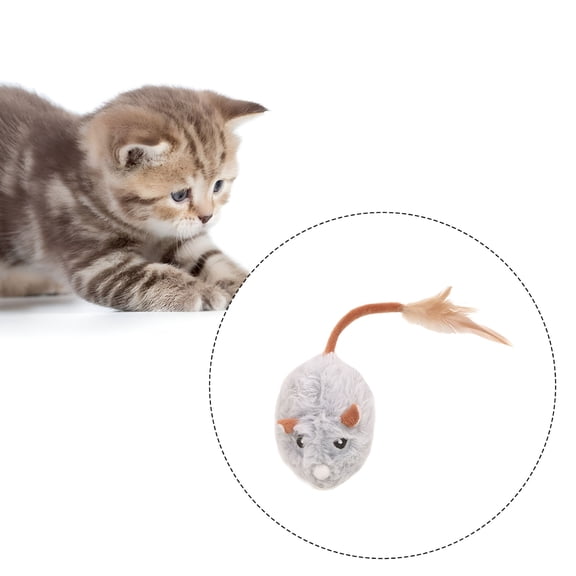 BESTSKY Electric Mouse Cat Toy USB Rechargeable Interactive Kitten Toy with Tail Automatic Moving Plush Mouse for Indoor Cats