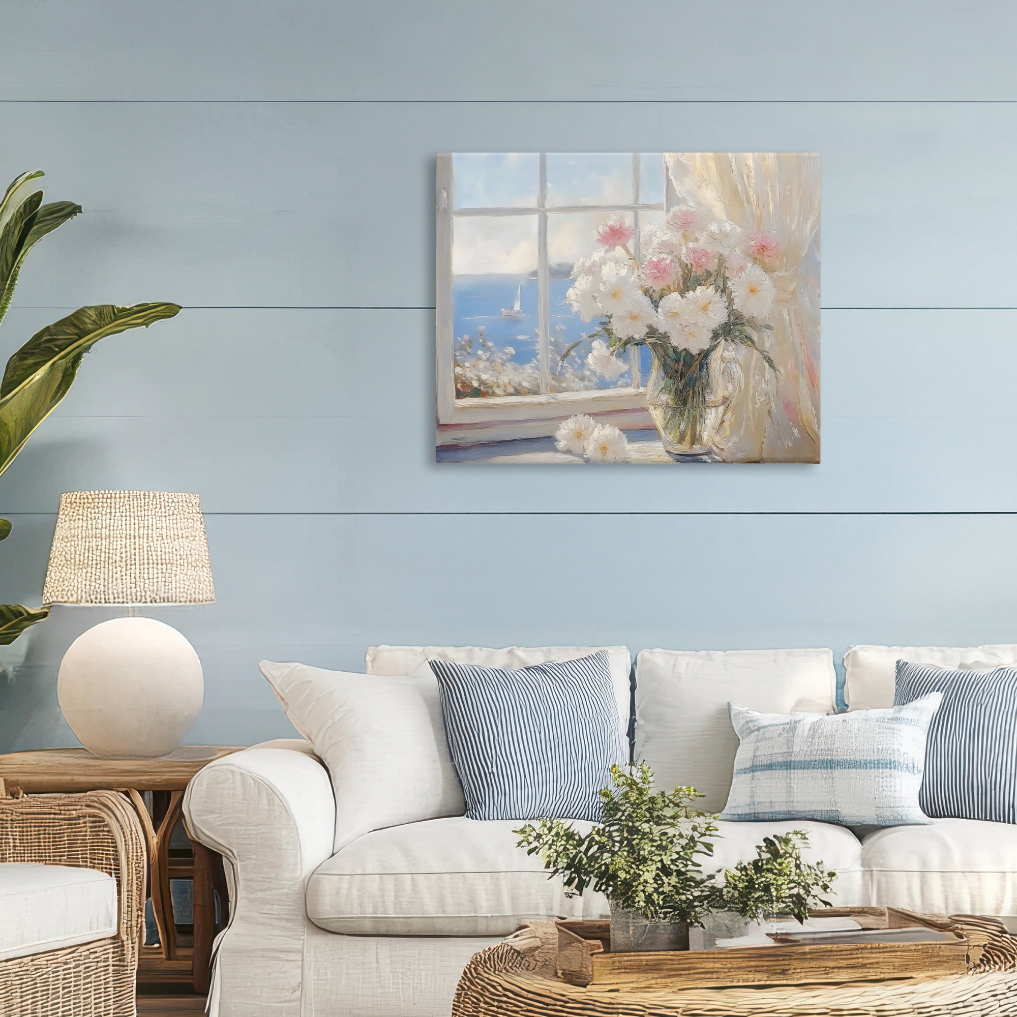 Stupell Industries Coastal View Floral Window Bouquet Canvas Wall Art, design by LSR Design Studio