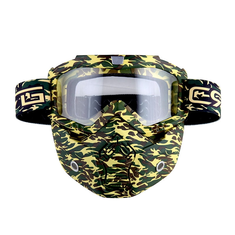Motorcycle Goggles Mask, Detachable for Motocross Helmet Goggles use, Tactical Airsoft Goggles Mask: Green Camo with... by