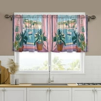 Yayeee Kitchen Curtains Set of 2 Light Filtering 57"x36" Over Sink Window Panels, Sea Boat
