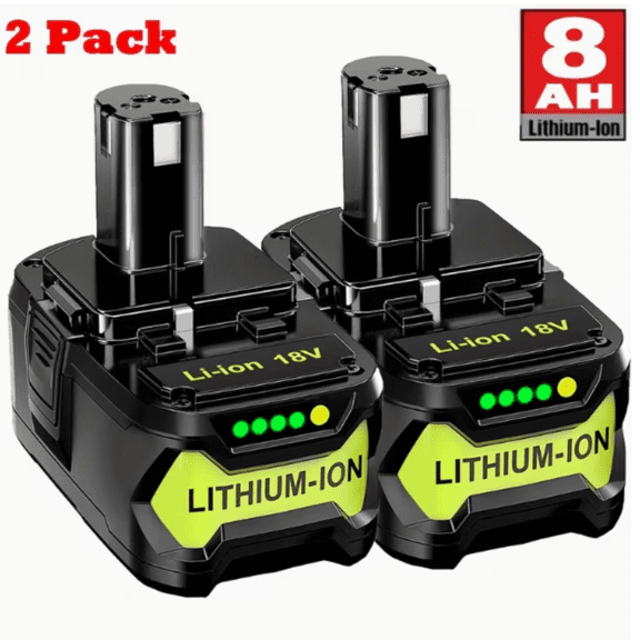 2Pack Upgrade 8.0Ah High Capacity for Ryobi 18V Battery P108 P104 P105 P102 P103 P122 P109 18V Cordless Power Tools