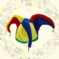 thumbnail image 2 of Costume Drôle Multicolore Jester Clown Mardi Gras Chapeau, 2 of 8