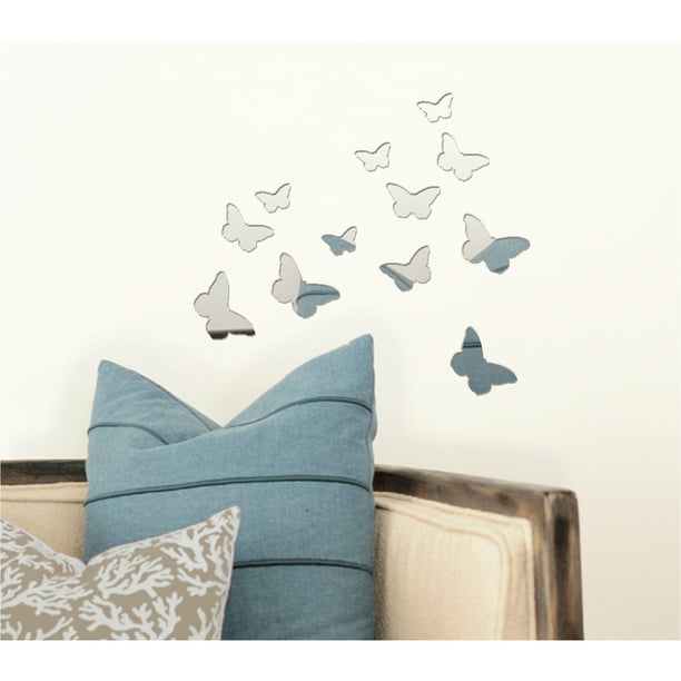 Blue Moon Studio 12 pc Peel and Stick SelfAdhesive Silver Butterfly