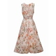 thumbnail image 2 of Multicolor Vintage Floral Chiffon Midi Dress, Sleeveless V-Neck A-Line Flared Hem For Women Summer, 2 of 4