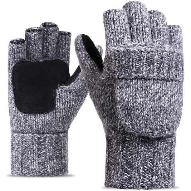 Guantes de lana de gamuza de medio dedo para hombres y mujeres tejidos de invierno de felpa engrosados guantes cálidos para ciclismo mitones de aislamiento térmico