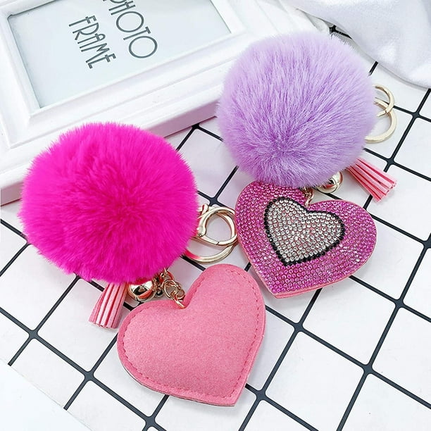 Heart pom pom keychain new arrivals