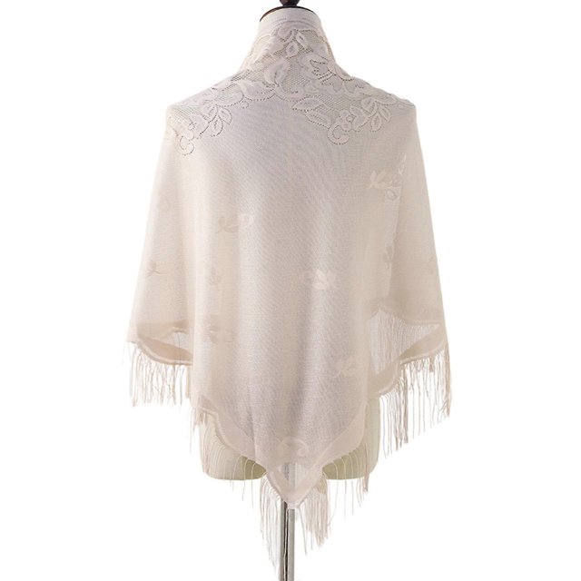 Stylish Lace Ponchos with Fringed Edges Multiuse Shawl for Various Outfit Eye Catching Sunproof Triangle Shoulder Wrap Yellow