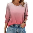 thumbnail image 6 of HomeGardon 3/4 Length Sleeve Womens Tops,Womens Shirts Womens Casual Printed Summer Tops for Women Smocked Cuffs,S-XXL, 6 of 8