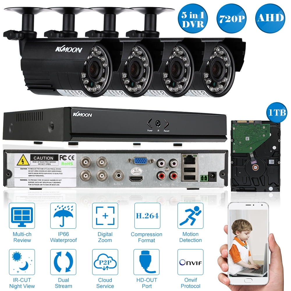 KKmoon 4CH 1080P Hybrid NVR AHD TVI CVI DVR Surveillance Security
