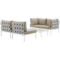 thumbnail image 4 of Modern Contemporary Urban Design Outdoor Patio Balcony Five PCS Sectional Sofa Set, Beige White, Rattan, 4 of 7