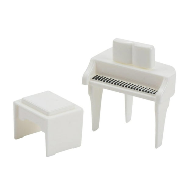 Piano de casa de muñecas, instrumento musical, modelo micropaisaje para sala de música, teclado Blanco