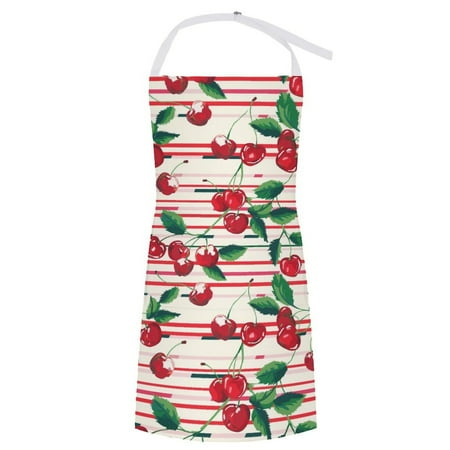 

ZZZHY Summer Stripe Cherry Joy-1056 Apron with Pockets Adjustable Aprons for Men/Women Waterproof Chef Aprons for Kitchen Gardening Cooking BBQ Baking Halloween Thanksgiving Christmas