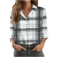 thumbnail image 2 of UPPADA Womens Button Down Flannel Shirts Long Sleeve Plaid Button Down Blouses Lightweight Jacket Business Dressy Casual Top with Pockets,Womens Shackets,L, 2 of 4