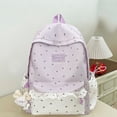 thumbnail image 4 of Weebloom Polka Dot School Backpack For Kids Teen Girls Cute Style Lace Trim Lightweight Casual Daypack Large Bookbag Middle High School College Purple, 4 of 4
