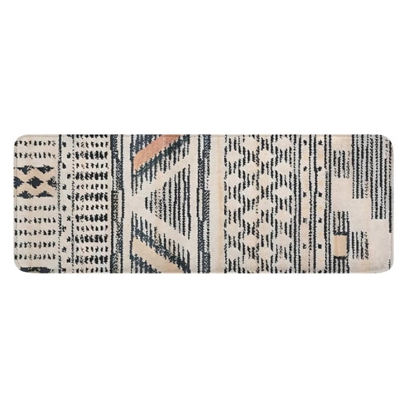 Beige Geometric Stripe Diamond Pattern Kitchen Rug Mat,Kitchen Runner Rugs Non Skid Washable,Decorative Kitchen Floor Mats for Kitchen,Sink,Laundry,17"x47.2"