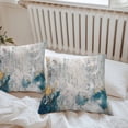 thumbnail image 6 of Gray Teal Throw Pillow Covers 18x18 Inch Set of 2, Modern Abstract Art Retro Flow Marble Waterproof Outdoor Pillow Covers, Decorative Cushion Pillowcases for Couch, Sofa, Bed, Garden, Patio, 6 of 9