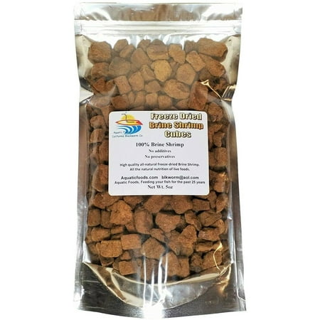 5oz. Freeze Dried Brine Shrimp Cubes 100% Brine Shrimp for All Tropical Fish Marine Fish Land & Aquatic Turtles. Aquatic Foods Premium Freeze Dried Tropical Fish Foods. 5oz Bag