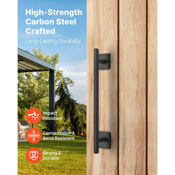 Extra Long 12.6 Inch Rustic Door Handle, Heavy Duty Carbon Steel Pull for Garden Gates, Barns, and Sheds