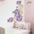 thumbnail image 3 of 1 hoja de pegatina de pared de flor de peonía morada, impermeable, PVC, peonía, rosa, flor, pegatina de pared extraíble, decoración de pared de flores, pegatina para sala de estar, dormitorio, guarder, 3 of 5