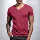 thumbnail image 4 of Blusas y camisas de manga corta con cuello en V para hombre, blusas casuales de verano a la moda de color liso con cuello en V y manga corta para hombre., 4 of 7