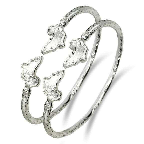 Better Jewelry Africa Ends .925 Sterling Silver West Indian Bangles (Pair)