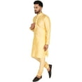 thumbnail image 3 of SKAVIJ Mens Art Silk Embroidered Kurta Pyjama Set Traditional Wear Beige S, 3 of 6