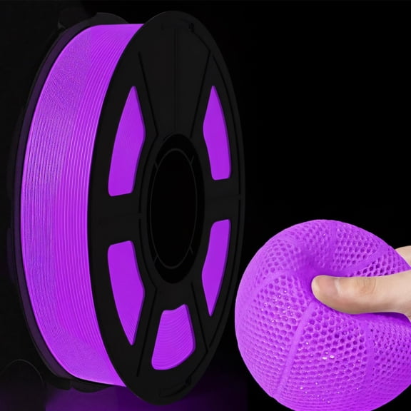 3D Printer Filament TPU Glow in The Dark Filament, TPU 95A, purple, 250g(0.55lbs) 1.75mm Halloween 3D printer filament.