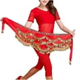 thumbnail image 2 of Felirenzacia Belly Dance Hip Scarf with Tassels Sequins, Triangle Coins Wrap Skirt Music Festival Clothing Skirt, Red,Free Size, 2 of 3