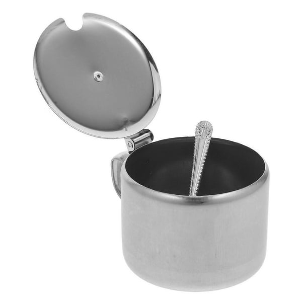 Stainless Steel Seasoning Pot with Cover and Spoon Kitchen Salt Pepper ...