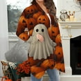 thumbnail image 5 of Uaswgudfs ​Women's Cardigan Autumn Themed Trench Coat - Black Cat Bats Pumpkin Print Open Front Relaxed Fit Seasonal Celebration​, 5 of 7