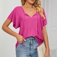 thumbnail image 6 of WIZUTIZ Crop Tops for Women up to 60% Off Oversize Tshirt V-Neck Pure Colour Plus Size Short Sleeve Tops Flowy Ladies Tshirts Lightweight Work Out Blouse Loose Fit Breathable Solid Tee Hot Pink XXL, 6 of 6