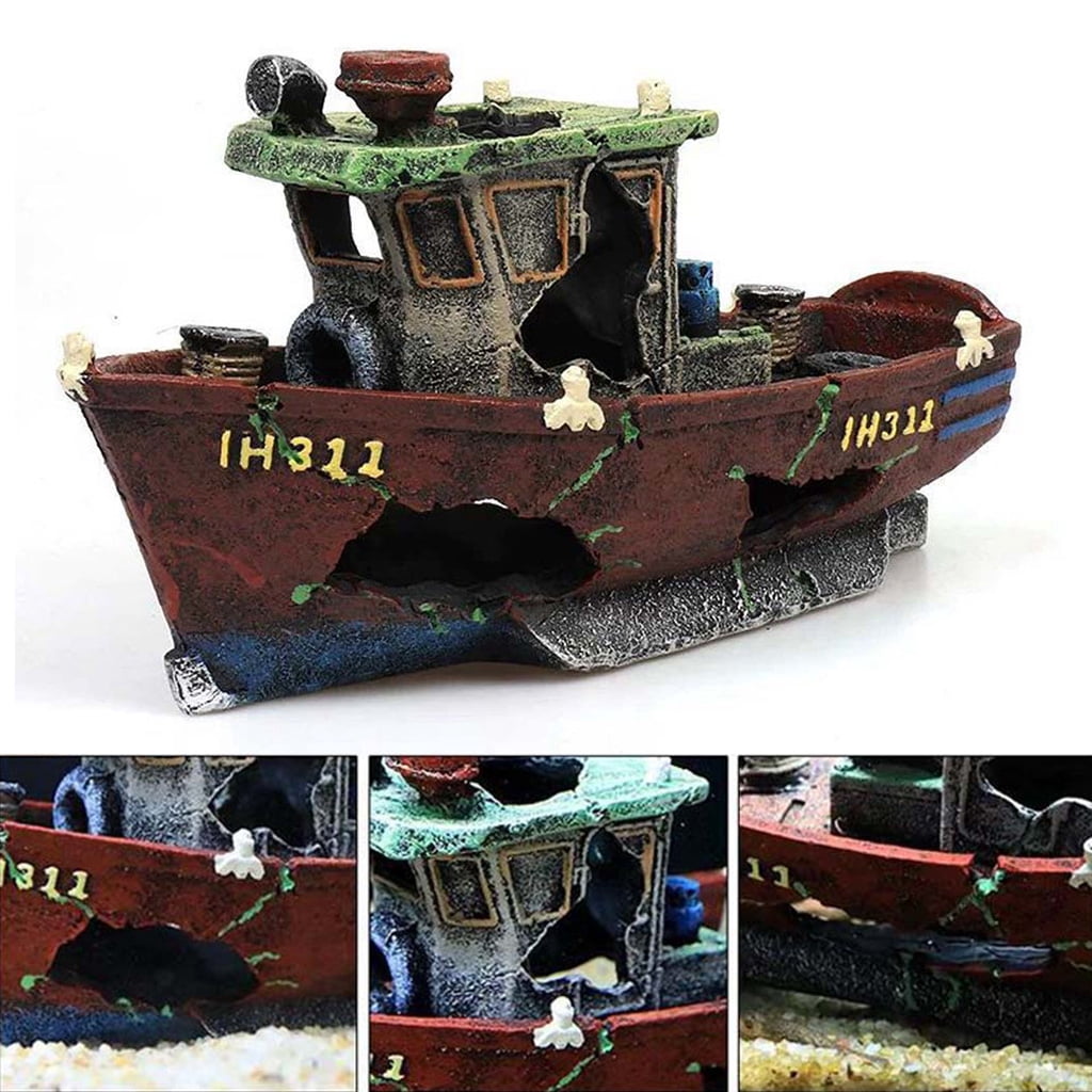 Fish Tank Landscaping Simulation Aquatic Shipwreck Aquarium Decoration Shipwreck