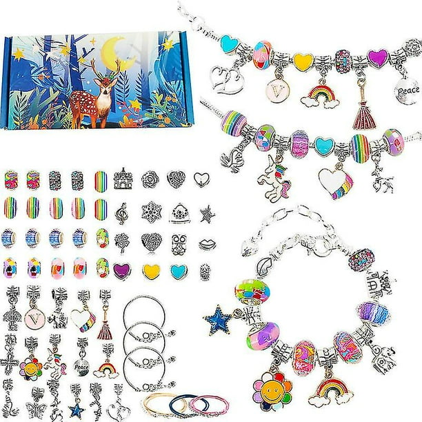 Regalos para niñas adolescentes de 6 a 12 años, kit de fabricación de joyas para regalos de niñas, kit de fabricación de pulseras con dijes para niños, regalos de cumpleaños para n