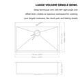 thumbnail image 5 of Logmey 33"x22"Dorp in Kitchen Sink Single Bowl Stainless Steel Sink Brushed Nickel with Drainer, 5 of 9