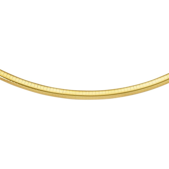 JewelStop 14K Yellow Gold 6 mm Domed Omega Necklace, Lobster Claw Clasp - 18 Inches, 28.8gr.