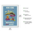 thumbnail image 2 of Hong Kong - Fragrant Harbour - Northwest Orient Airlines - Vintage Airline Travel Poster c.1952 - Japanese Unryu Rice Paper Art Print (Unframed) 12 x 16 in, 2 of 4