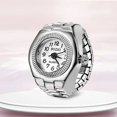 thumbnail image 1 of Ring Watch New Hot Selling Creative Alloy Shell Finger Circular Dial Couple Men And Women white_8, 1 of 6