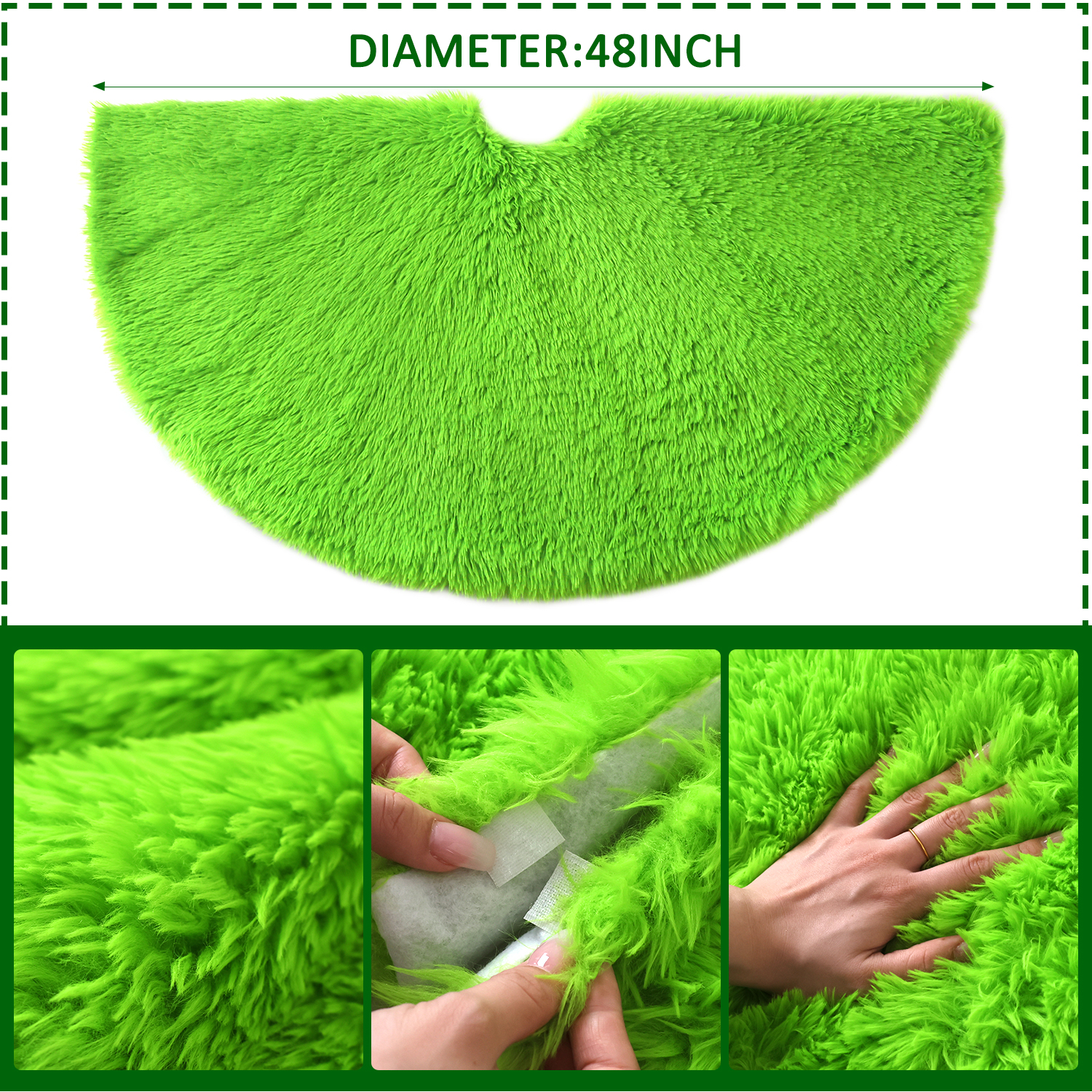 Ayieyill 48-Inch Faux Fur Green Christmas Tree Skirt photo 7