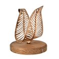 thumbnail image 1 of Owlgift Servilletero Moderno Independiente Con Diseño De Hoja De Metal De Bronce Y Base De Madera Marrón, Dispensador De Pañuelos De Mesa, Organizador De Almacenamiento, 1 of 5