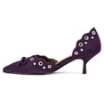 thumbnail image 2 of FSJ Women Graceful Kitten Low Heels D'Orsay Pumps Bowknot Pointed Closed Toe Slip-On Metal Ring Sandals Party Casual Shoes Size 8 Purple, 2 of 4