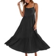 thumbnail image 3 of Flowy Tiered Beach Dress Women's Spaghetti Strap Ruffled Asymmetrical Hem Maxi Dress, Versatile and Comfortable for Spring and Summer, 3 of 8