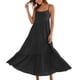 thumbnail image 2 of TaTaai Women's 2026 Summer Spaghetti Strap Ruffled Asymmetric Solid Maxi Dress Loose Beach Sundress for Daily & Vacation Gift, 2 of 9